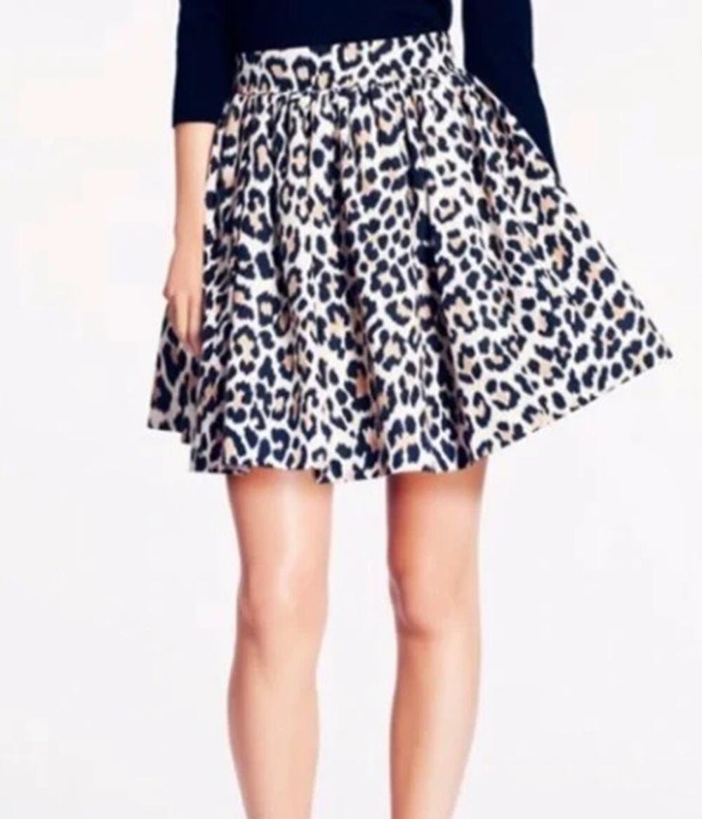 Kate Spade Leopard Print Sz 2 A-Line Mini Skirt Mob Wife Glam